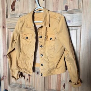 Distressed mustard yellow stretchy Jean jacket